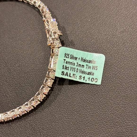 Moissanite Sterling Silver Tennis Bracelet. 9.0 ct. 3mm , 7”. GRA provided - Picture 3 of 5
